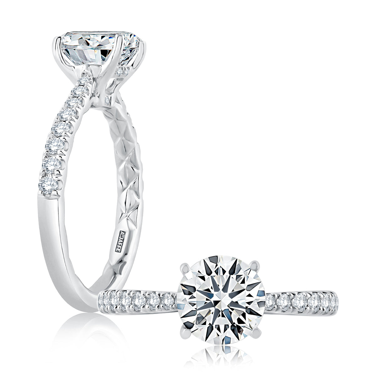 Tapered Diamond PavÃ© Engagement Ring with Quilted Interior ME2141Q/126