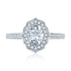 Floral Inspired Milgrain Detail Halo Oval Engagement Ring ME2194Q/93