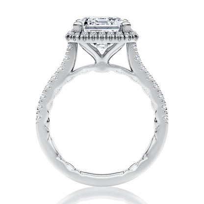 Modern Emerald Cut Diamond Engagment Ring with Diamond Pave Halo MECEC2920Q/192