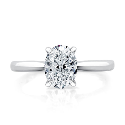 Solitaire Oval Center Diamond Engagement Ring with Peek-A-Boo Diamonds MECOV2543/108B