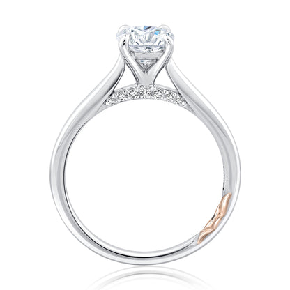 Solitaire Oval Center Diamond Engagement Ring with Peek-A-Boo Diamonds MECOV2543/108B