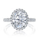 Oval Cut Diamond Engagement Ring with Oval Shaped Halo and Diamond Pave Band MECOV2920Q/239B