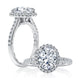 Oval Cut Diamond Engagement Ring with Oval Shaped Halo and Diamond Pave Band MECOV2920Q/189B