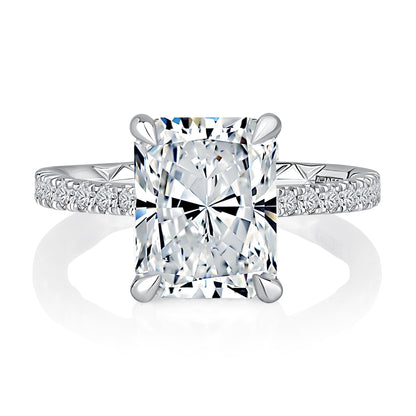 Radiant Shaped Diamond Engagement Ring with Hidden Halo and QuiltsÂ® Interior Diamond Band MECRA3024Q/187