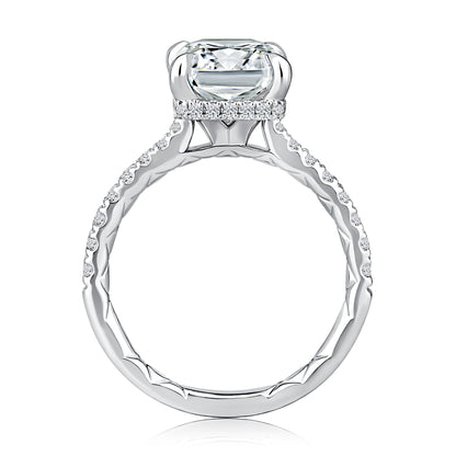 Radiant Shaped Diamond Engagement Ring with Hidden Halo and QuiltsÂ® Interior Diamond Band MECRA3024Q/238