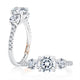 Three Stone Trellis Diamond Engagement Ring with Pave Diamond Band MECRD2541/190