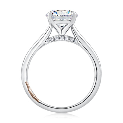 Solitaire Round Center Diamond Engagement Ring with Peek-A-Boo Diamonds MECRD2543/56