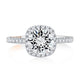 Cushion Shaped Halo Round Center Diamond Engagement Ring with Pave Band MECRD2546/188