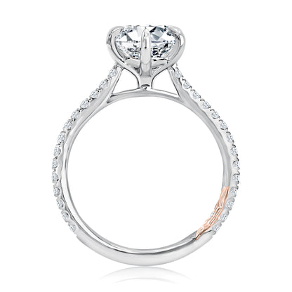 Six Prong Round Center Diamond Engagement Ring with Diamond Band MECRD2743/179