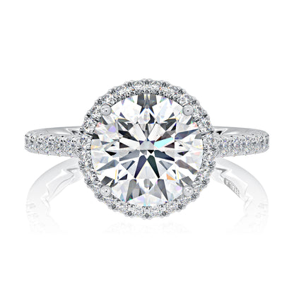 Classic Round Center Diamond Engagement Ring with a Round Shaped Diamond Halo MECRD2920Q/344