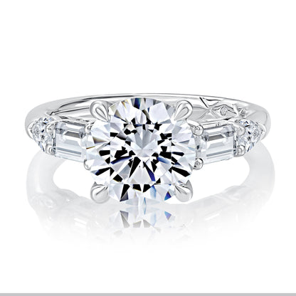 Classic Round Center Diamond Engagement Ring With A Round Shaped Diamond Halo MECRD2927L/406