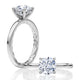 A timeless solitaire engagement ring showcasing an round-cut center diamond. Its clean, elegant lines make it an enduring choice for those who appreciate refined simplicity. MECRD2959Q/156