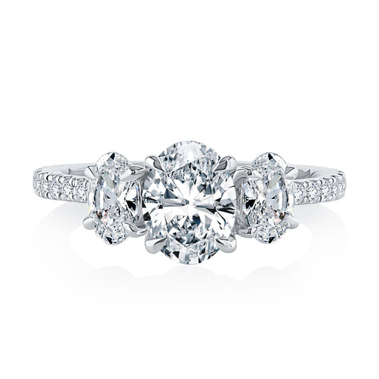 A.Jaffe Three Stone Oval Diamond Quilted Engagement Ring MECXOV2377Q/284