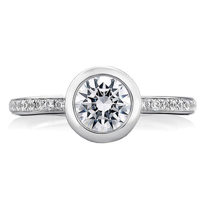 A.Jaffe Round Architectural Round Bezel Diamond Engagement Ring MES436/92