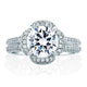 A.Jaffe Rollover Pav�� Split Shank and Flower Halo Diamond Engagement Ring MES684/153