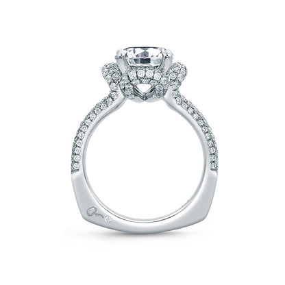 A.Jaffe Rollover Pav�� Split Shank and Flower Halo Diamond Engagement Ring MES684/153