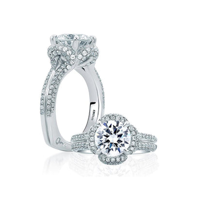 A.Jaffe Rollover Pav�� Split Shank and Flower Halo Diamond Engagement Ring MES684/153