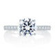 French Pave Round Center Diamond Quilted Engagement Ring MES755Q/127