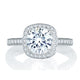 A.Jaffe Two Tone Sophisticated Cushion Halo Diamond Quilted Engagement Ring MES762Q/204