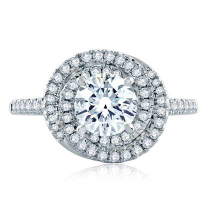 A.Jaffe Continuous Double Halo Pav�� Diamond Engagement Ring MES857/145