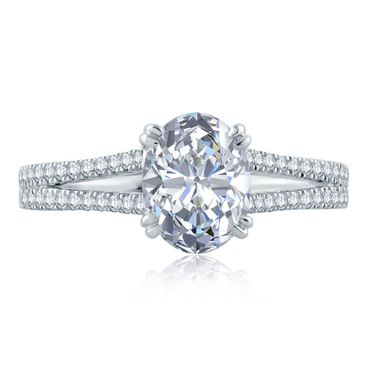 A.Jaffe Split Shank French Pav�� Double Prong Oval Center Diamond Engagement Ring MES862/181
