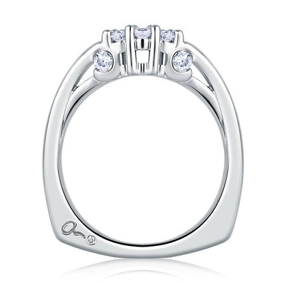 A.Jaffe Signature Three Stone with Scroll Motif Diamond Wedding Band MRS237/25