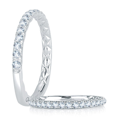A.Jaffe Signature French Pav�� Set Diamond Quilted Wedding Band MRS768Q/37