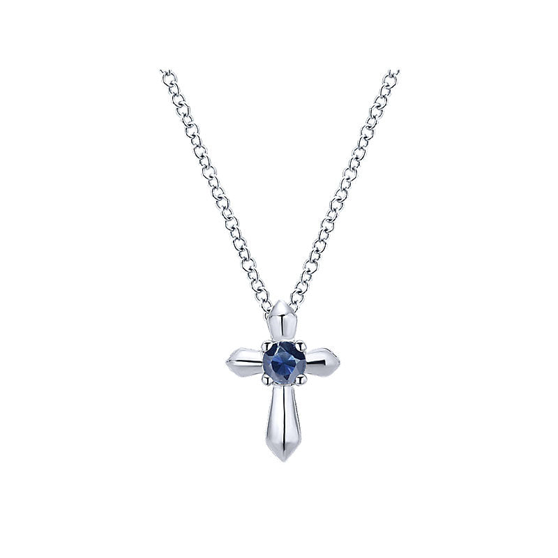 Gaby Necklace 925 Silver And Sapphire Cross