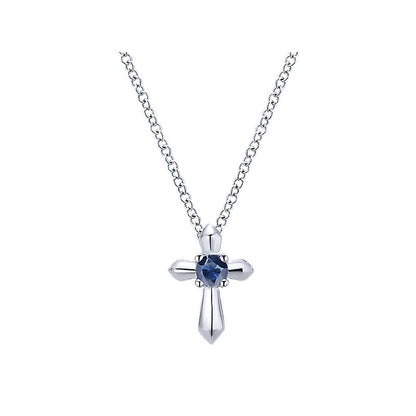 Gaby Necklace 925 Silver And Sapphire Cross