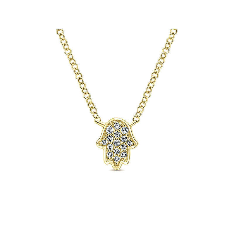 Gaby Necklace 14k Yellow Gold Diamond Hand Of God