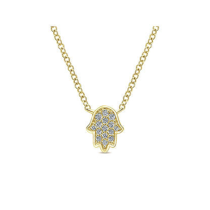 Gaby Necklace 14k Yellow Gold Diamond Hand Of God