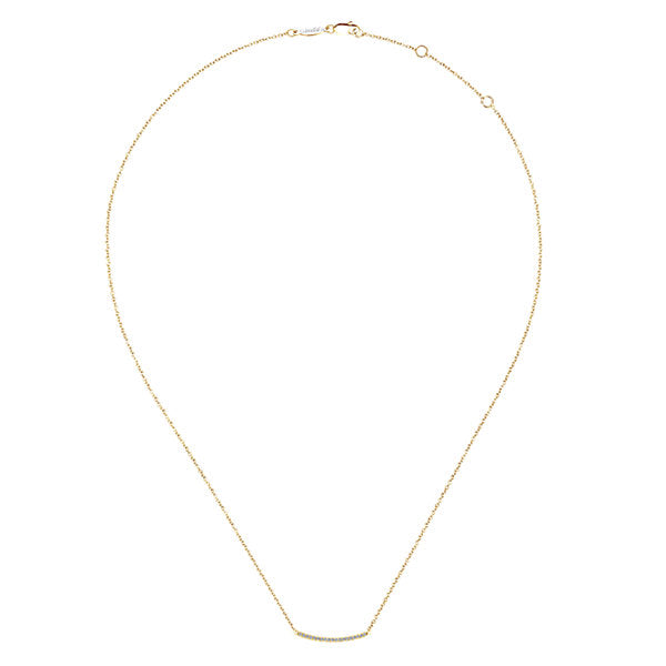 14k Yellow Gold Diamond Bar Necklace