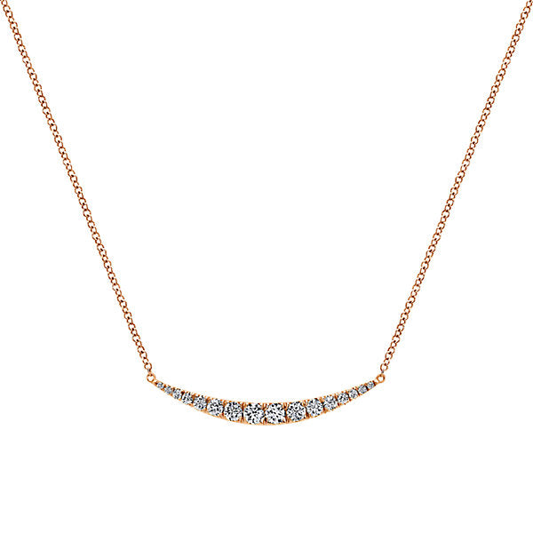 14k Pink Gold Diamond Bar Necklace