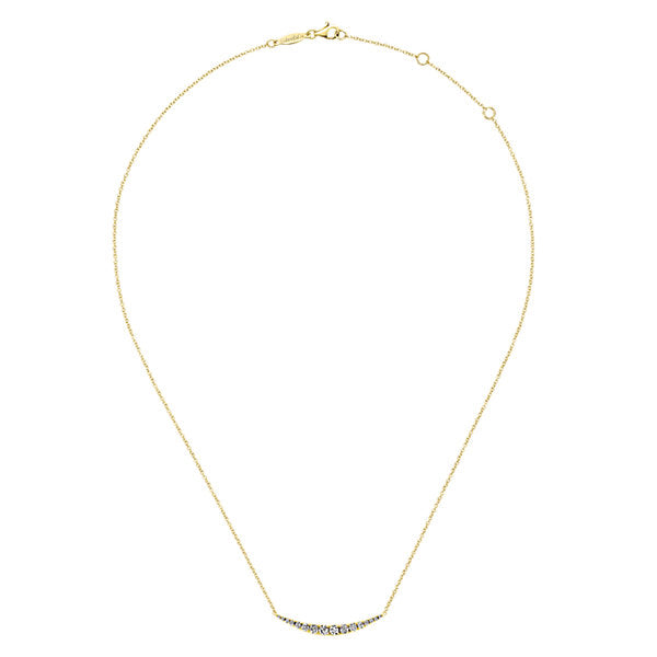 14k Yellow Gold Diamond Bar Necklace
