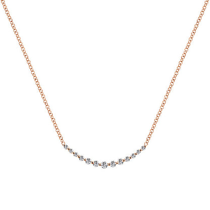 14k Pink Gold Diamond Bar Necklace