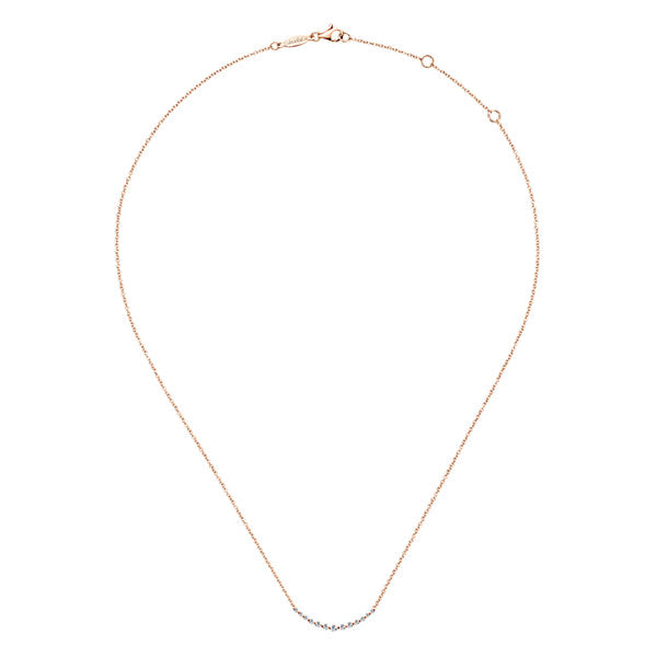 14k Pink Gold Diamond Bar Necklace
