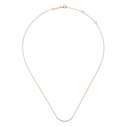 14k Pink Gold Diamond Bar Necklace