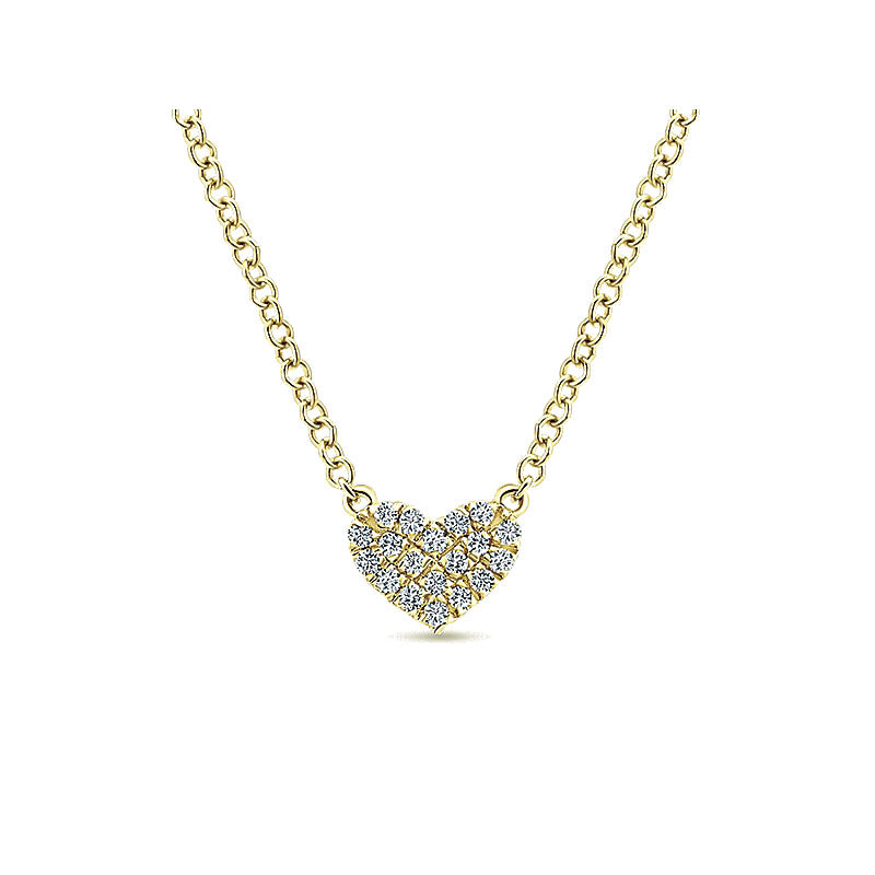 Gaby Necklace 14k Yellow Gold Petite Pav������������������������������������ Diamond Heart Fashion