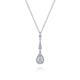 Vintage 14K White Gold Diamond Teardrop Pendant Necklace
