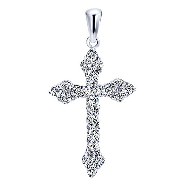 14k White Gold Diamond Cross Cross Pendant