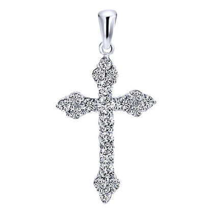 14k White Gold Diamond Cross Cross Pendant