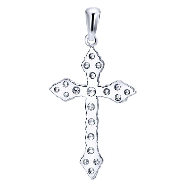14k White Gold Diamond Cross Cross Pendant