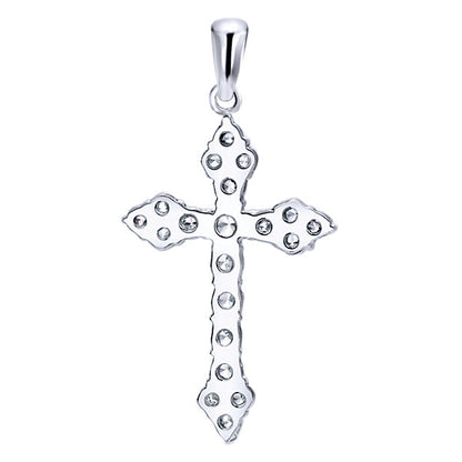 14k White Gold Diamond Cross Cross Pendant