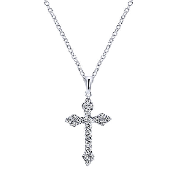 14k White Gold Diamond Cross Cross Pendant