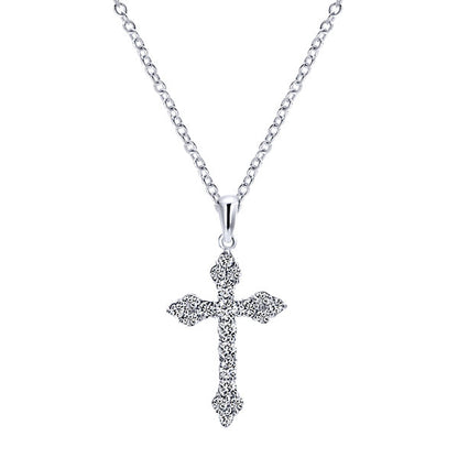 14k White Gold Diamond Cross Cross Pendant