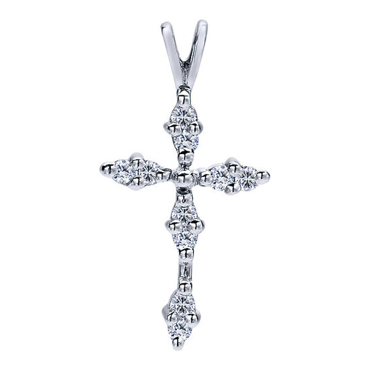 14k White Gold Diamond Cross Cross Pendant