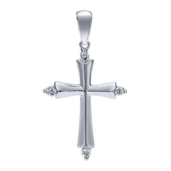 14k White Gold Diamond Cross Cross Pendant