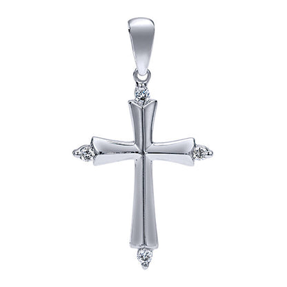 14k White Gold Diamond Cross Cross Pendant