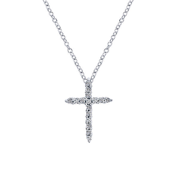 14k White Gold Diamond Cross Cross Pendant
