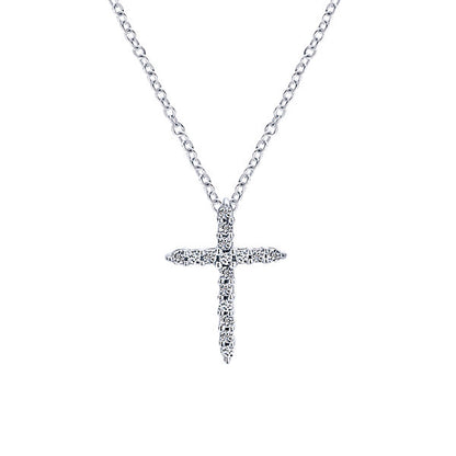 14k White Gold Diamond Cross Cross Pendant